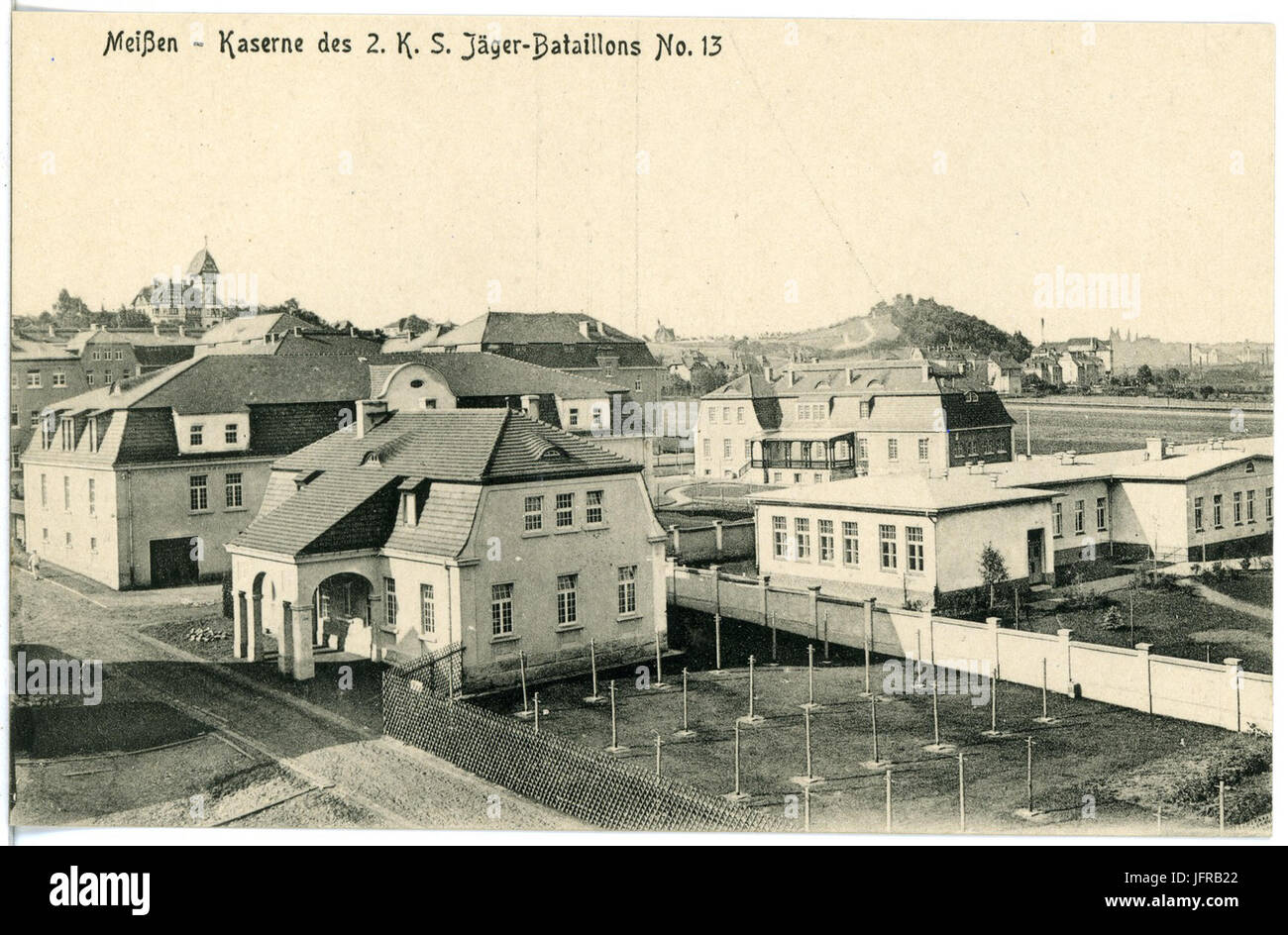 18363-Meißen-1914-Kaserne des 2. Königlich Sächsischen Jäger-Bataillon Nr. 13-Brück & Sohn Kunstverlag Stock Photo