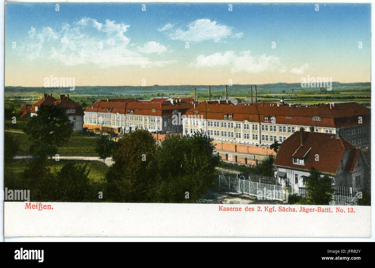 18383-Meißen-1914-Kaserne des 2. Königlich Sächsischen Jäger-Bataillon Nr. 13-Brück & Sohn Kunstverlag Stock Photo
