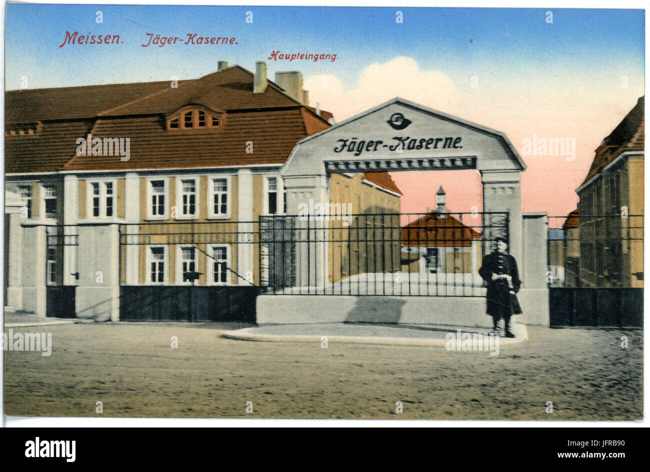 18516-Meißen-1914-Jägerkaserne Eingang-Brück & Sohn Kunstverlag Stock Photo