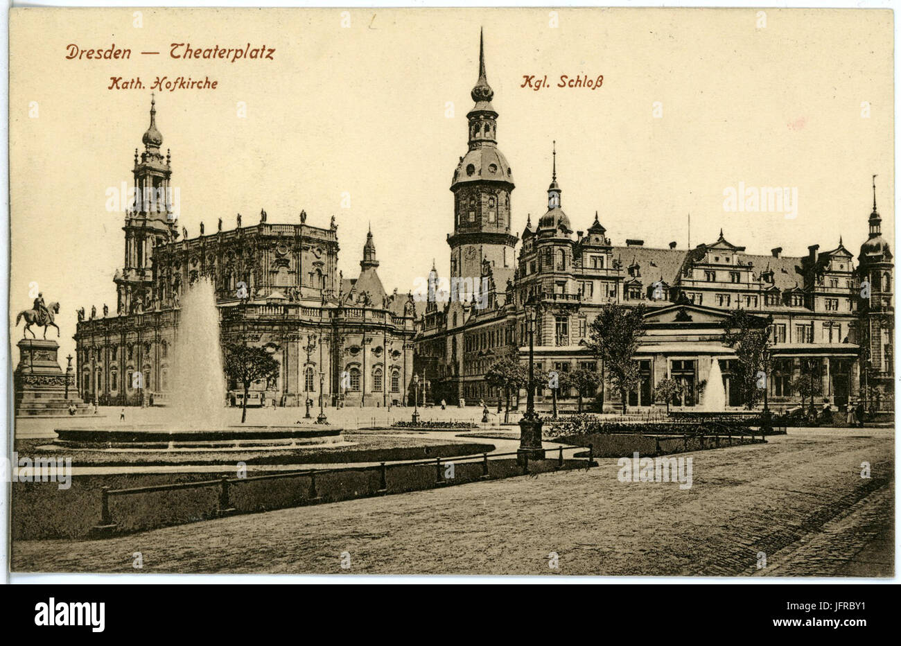 18908-Dresden-1915-Theaterplatz, Hofkirche und Schloß-Brück & Sohn Kunstverlag Stock Photo