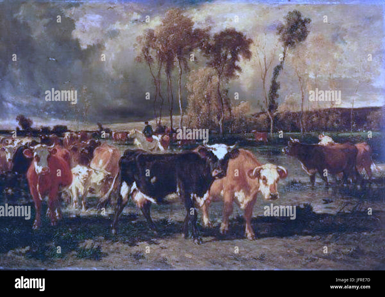 The Return of the Herd  by Emile van Marcke Ringling Museum Stock Photo