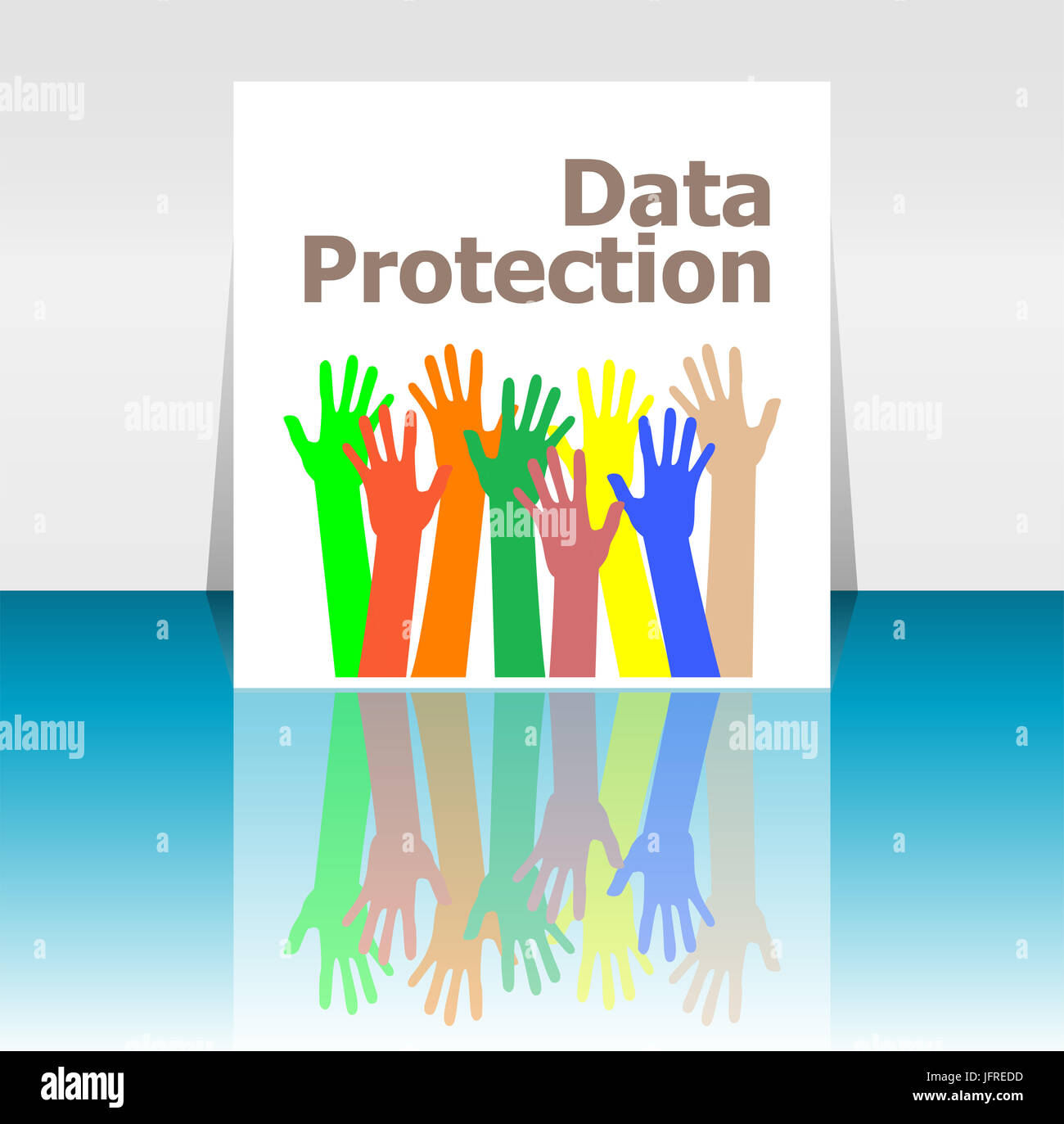 Text Data Protection. Security concept . Human hands silhouettes Stock Photo