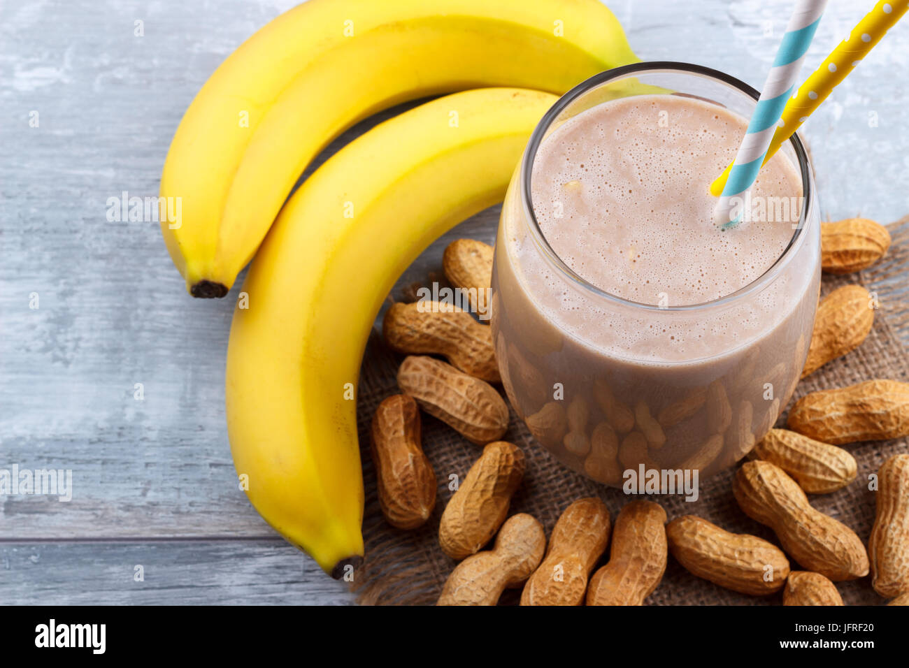 Peanut butter banana oat smoothie Stock Photo Alamy