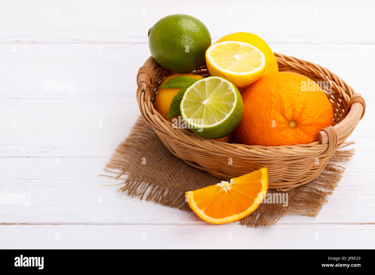 Basket of Citrus Fruit Stock Photo Alamy
