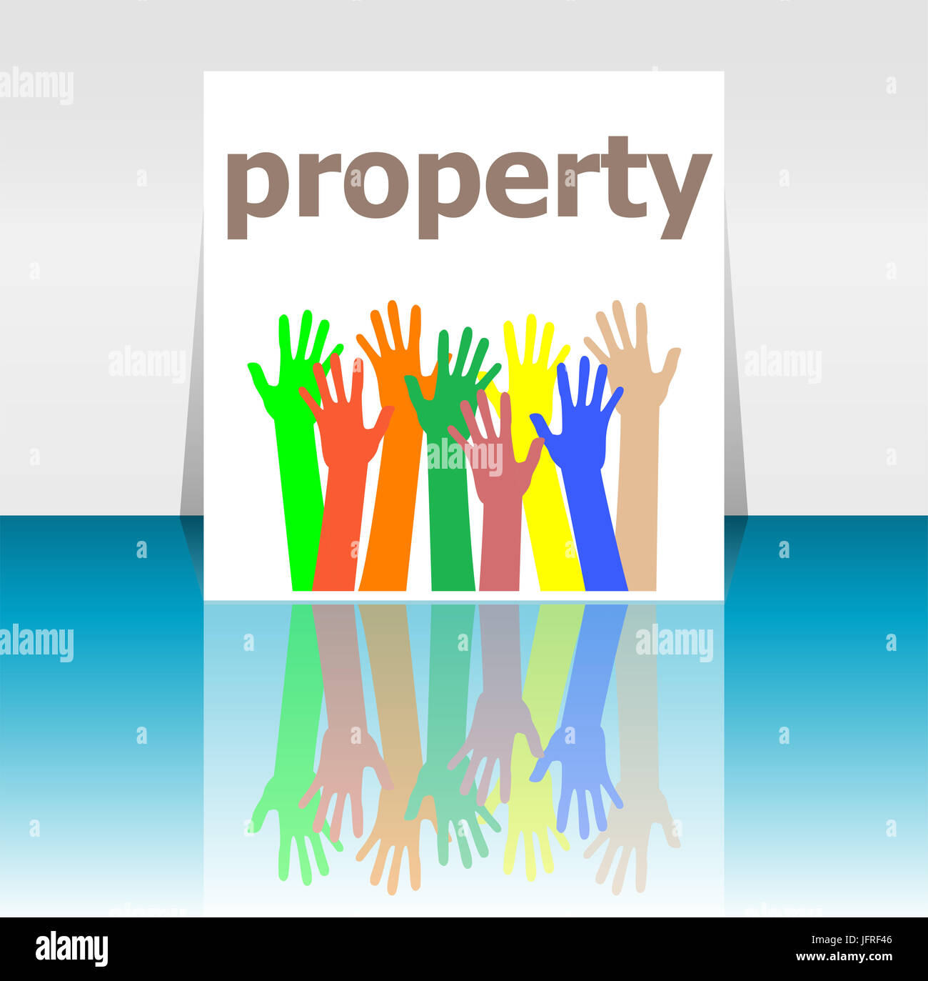 Text Property. Protection concept . Human hands silhouettes Stock Photo