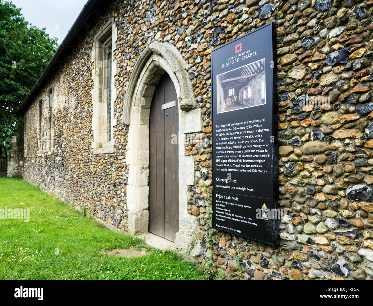 Duxford Chapel in Whittlesford, Cambridgeshire. This is a c14 Chantry Chapel that may once have been used as a leper hospital. English Heritage run Stock Photo