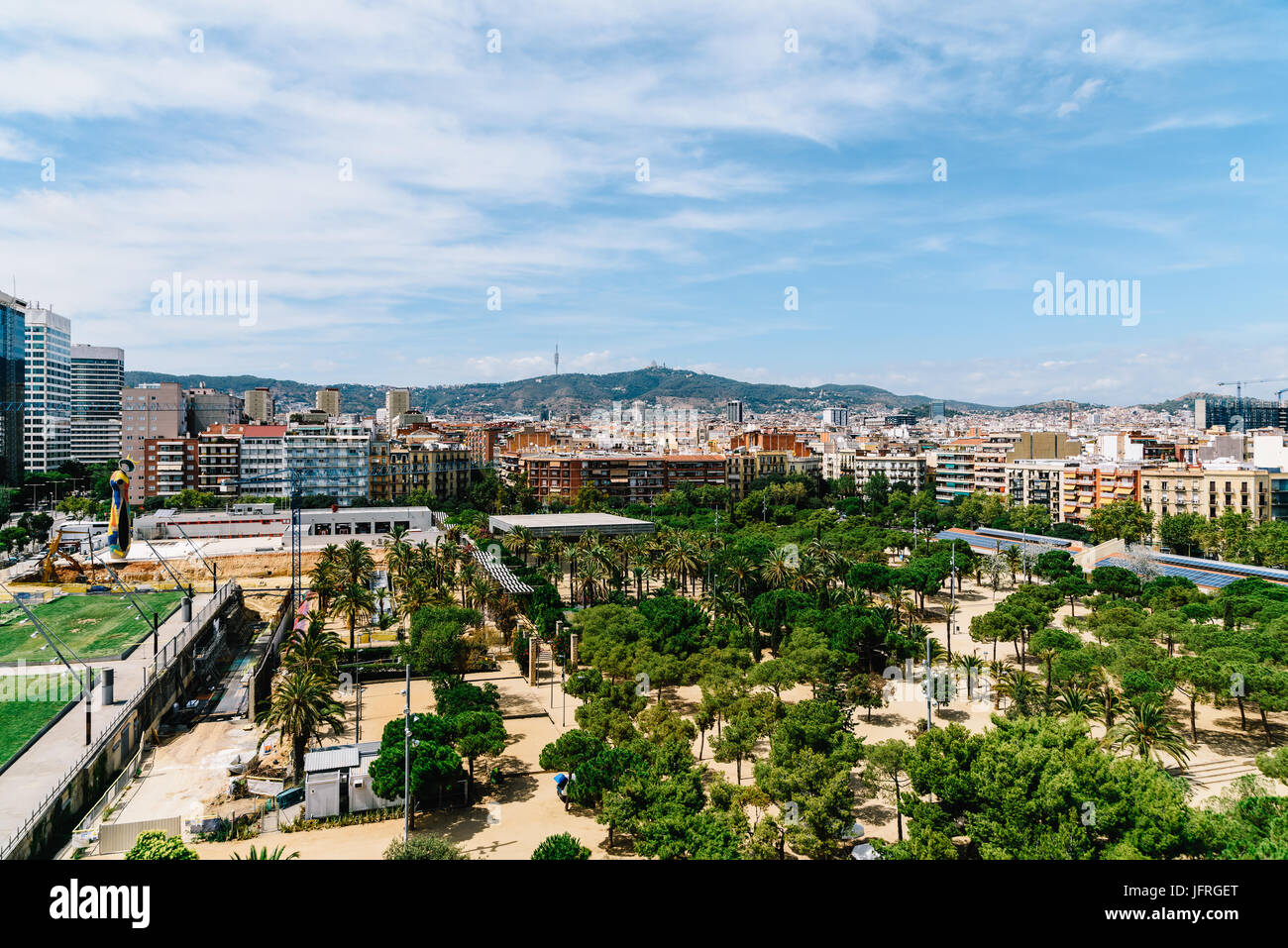 Aerial Panoramic View Of Downtown Barcelona City In Spain Stock Photo ...
