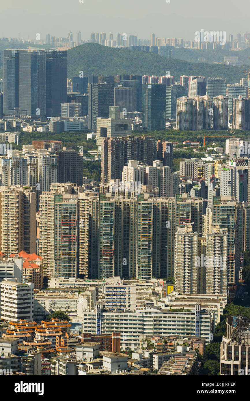 Shenzhen cityscape aerial view at Nanshan from nanshan mountain