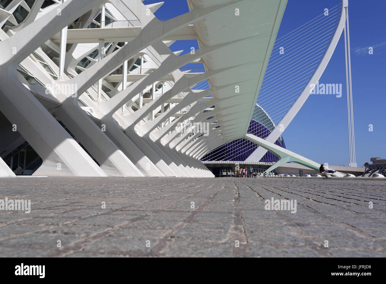 Bridge Puente de l'Assut de l'Or and Agora, City of arts, Valencia, Spain. Stock Photo