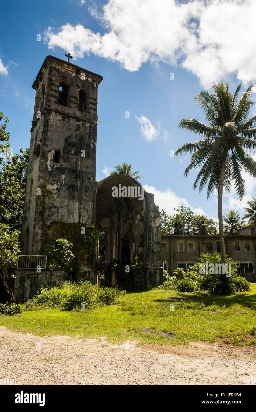Old ruins of a church,  Pohnpei, Micronesia, Central Pacific Stock Photo