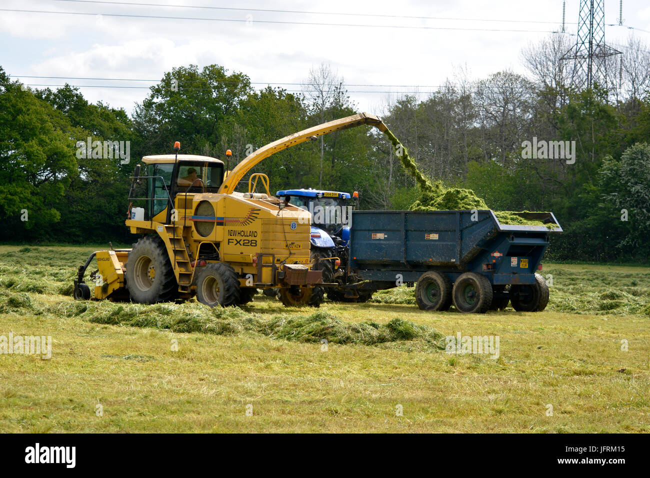 Farming in the UK. Preparing and bringing in the winter feed for the cattle and the horses. Stock Photo