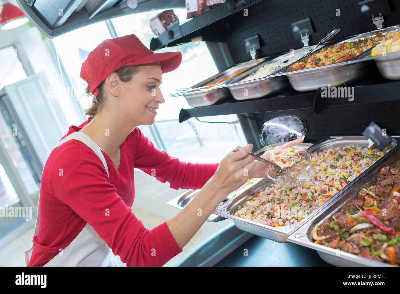 School cafeteria lunch worker hires stock photography and images Alamy
