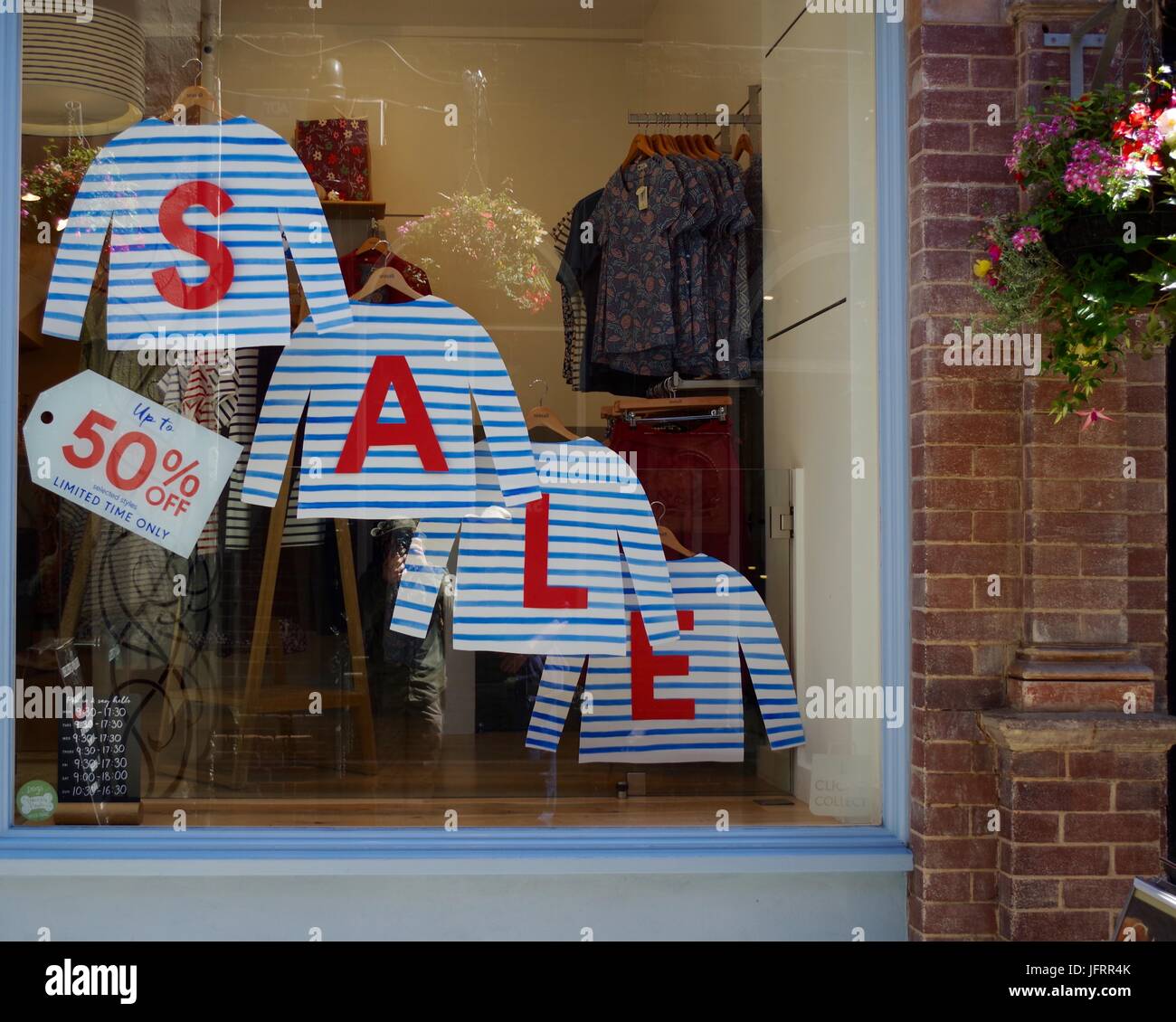 Sale Sign in a Shop Window on Gandy Street in Exeter City Centre, Devon