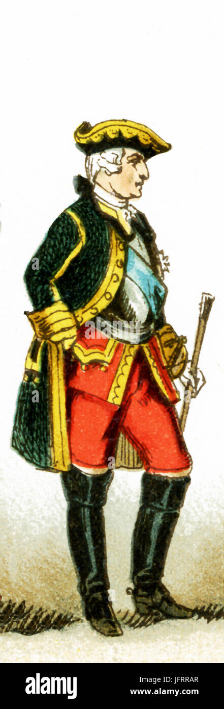 The figure represented here is a French general from 1700 to 1750 A.D. The illustration dates to 1882. Stock Photo