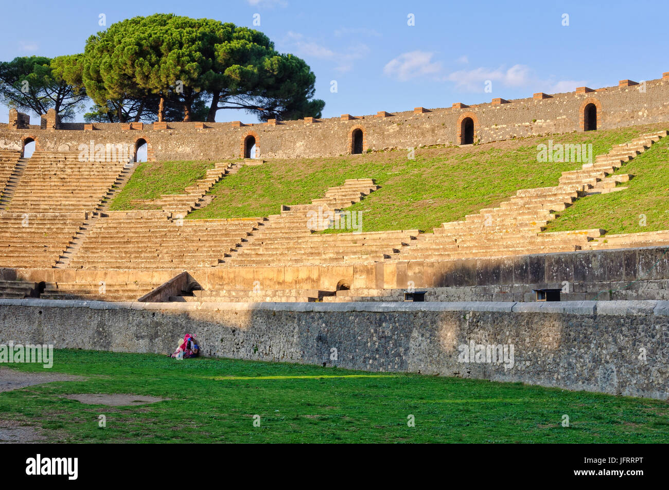 Grandstand of the ancient amphitheatre of Pompeii - Campania, Italy Stock Photo