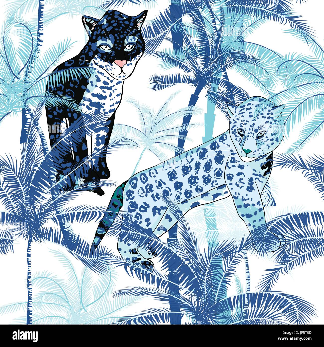 Vector Beautiful exotic tropical summer pattern with palm trees Stock ...