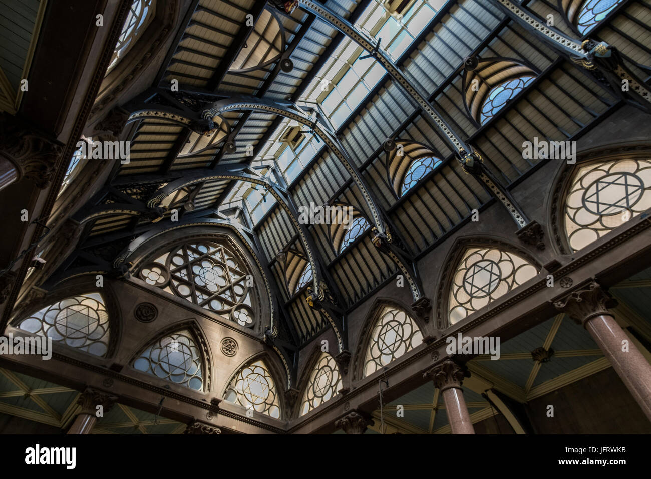 The fabulously ornate Wool Exchange building in the heart of Bradford City Centre, West Yorkshire, UK, now the home of Waterstone's book shop. Stock Photo