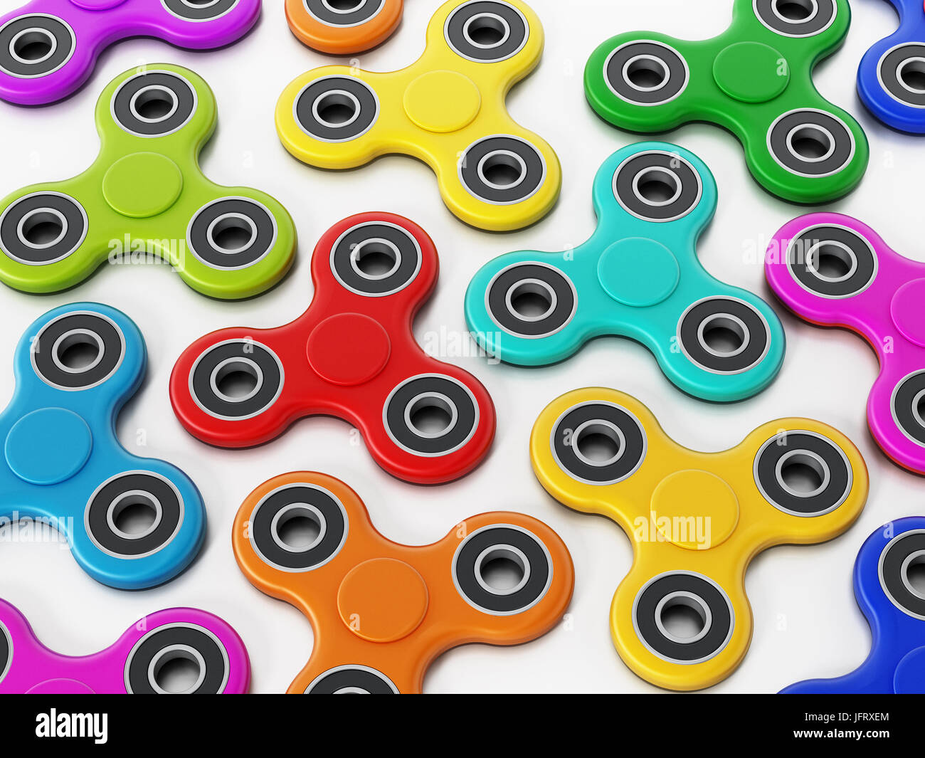 Fidget spinners isolated on white background. 3D illustration Stock ...