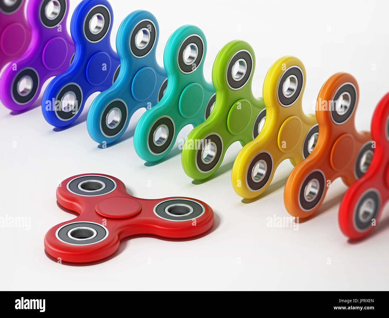Fidget spinners isolated on white background. 3D illustration Stock ...