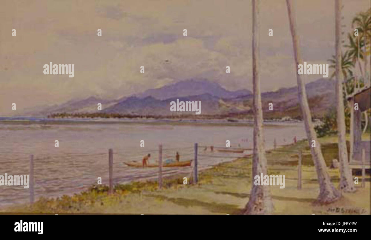 View from the Peninsula at Apia Samoa by Joseph Strong 1892 Stock Photo ...