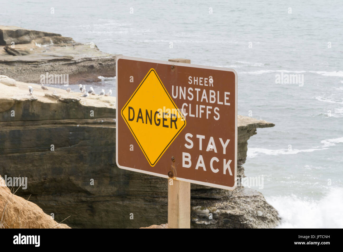 Danger erosion warning sign hi-res stock photography and images - Alamy