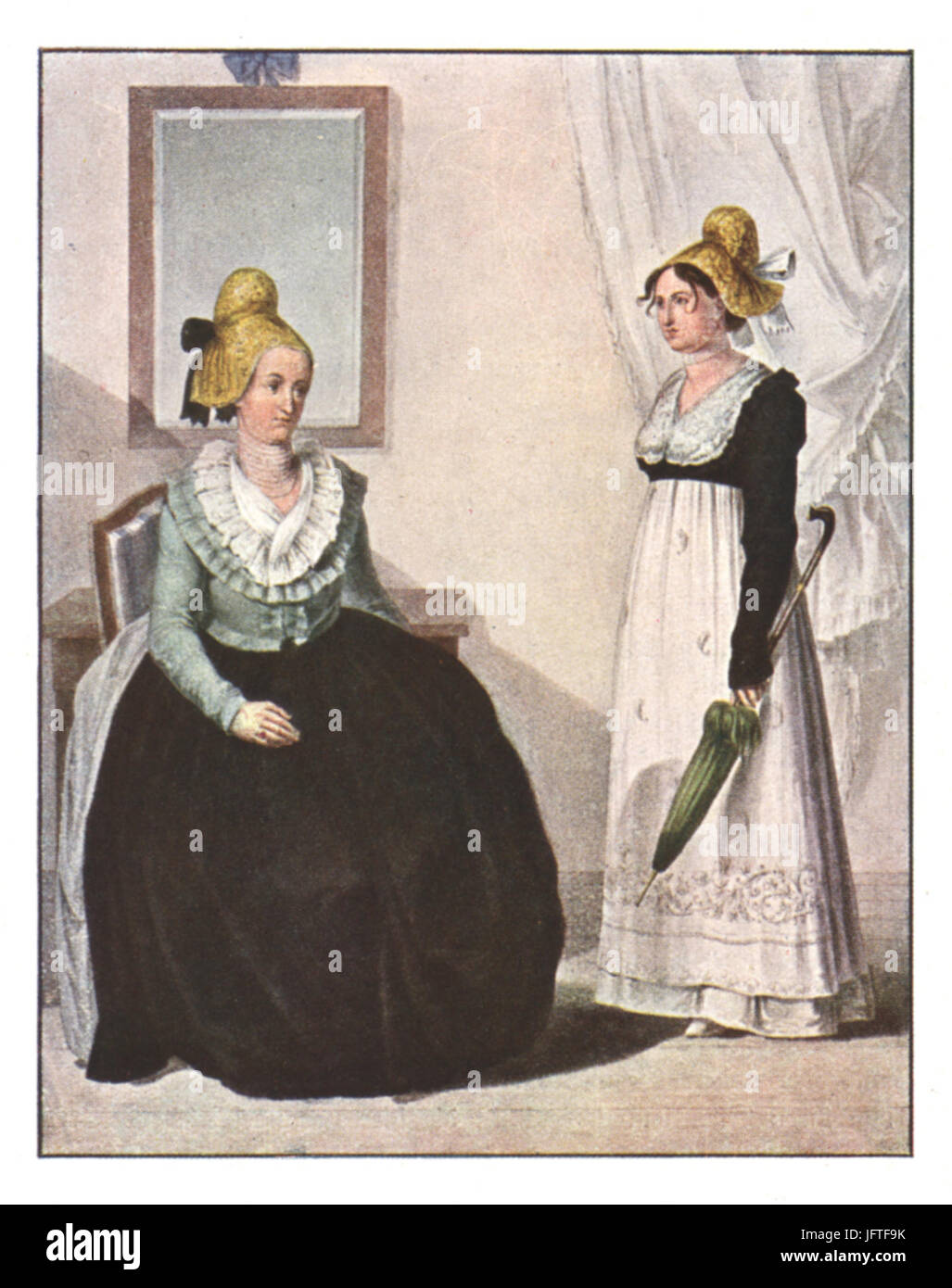 051 Bürgersfrauen aus Vordernberg - Aquarell von Karl Ruß - 1811 Stock Photo