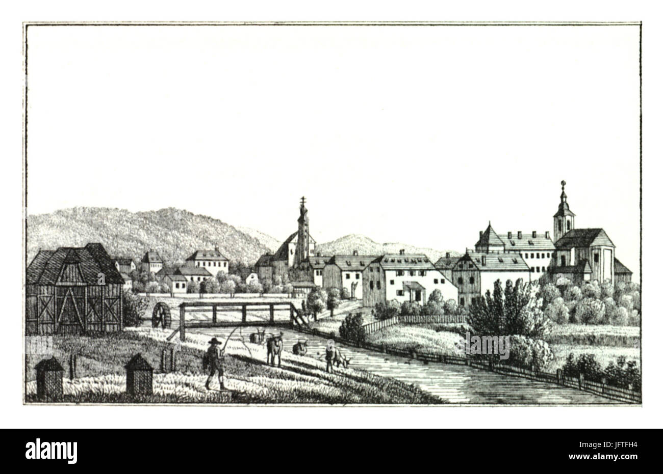 061 Markt Gleisdorf im Grätzer Kreis, L. Kröll - J.F.Kaiser Lithografirte Ansichten der Steiermark 1830 Stock Photo