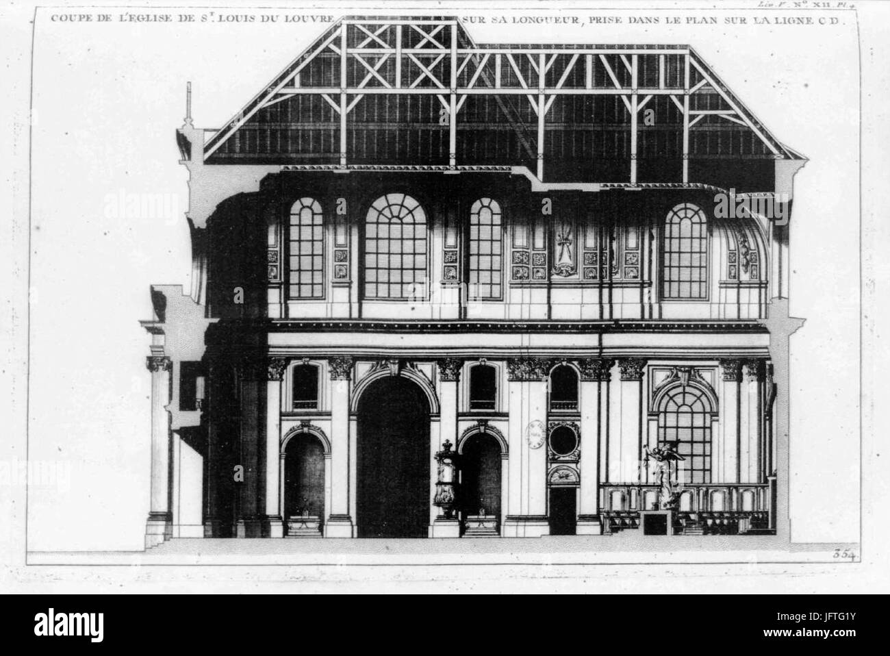 Église Saint-Louis-du-Louvre cross section Stock Photo