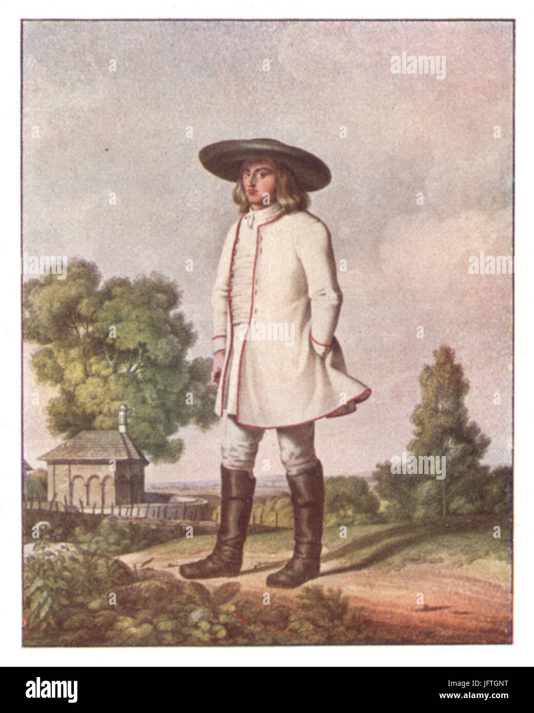 143 Die Winterkleidung der Bauern in der Gegend von Rahn an der Sau, Aquarell von Karl Ruß (1811) Stock Photo