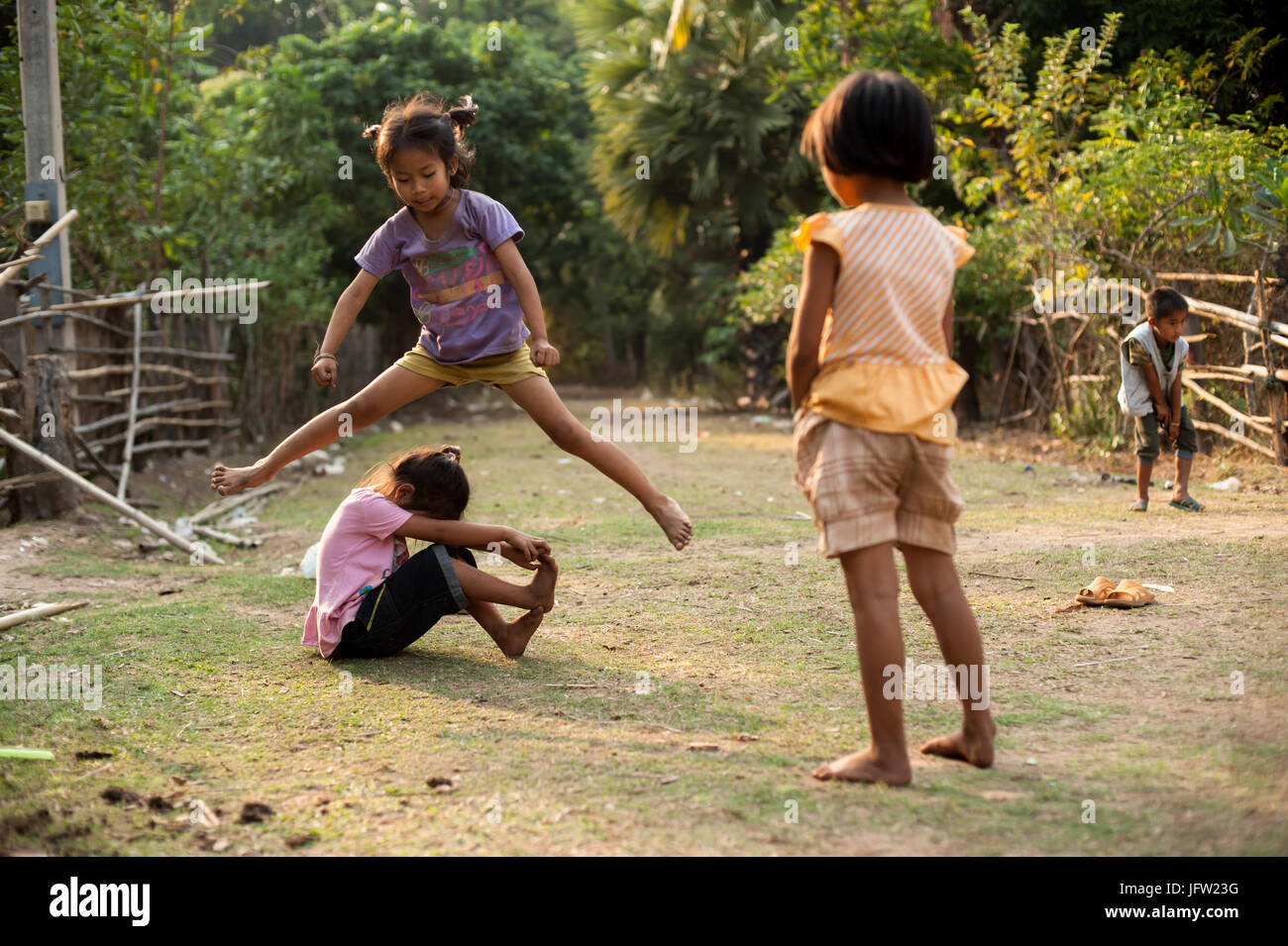 CHAMPASAK, LAOS - FEBRUARY 26 : Unidentified Children of Laos play