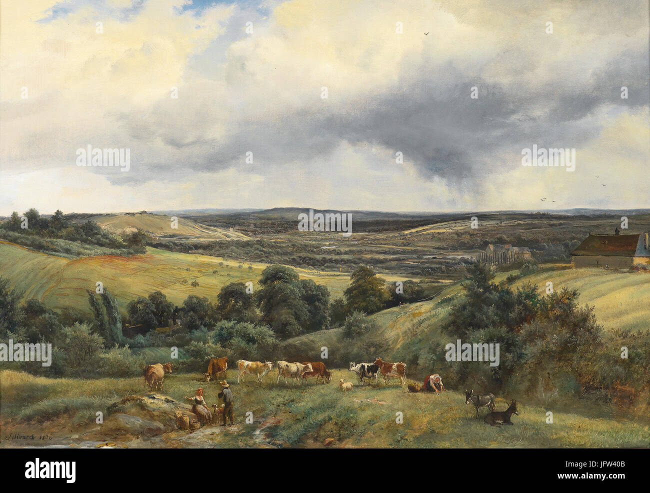 André Jolivard Landschaft mit Tierherde 1830 Stock Photo