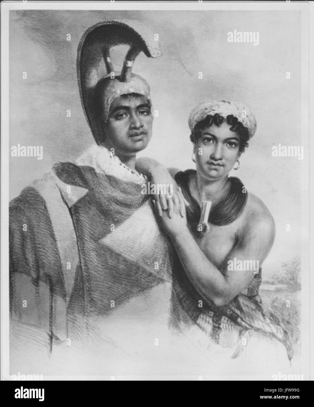 This image appears to depict Boki and Liliha, key historical figures ...