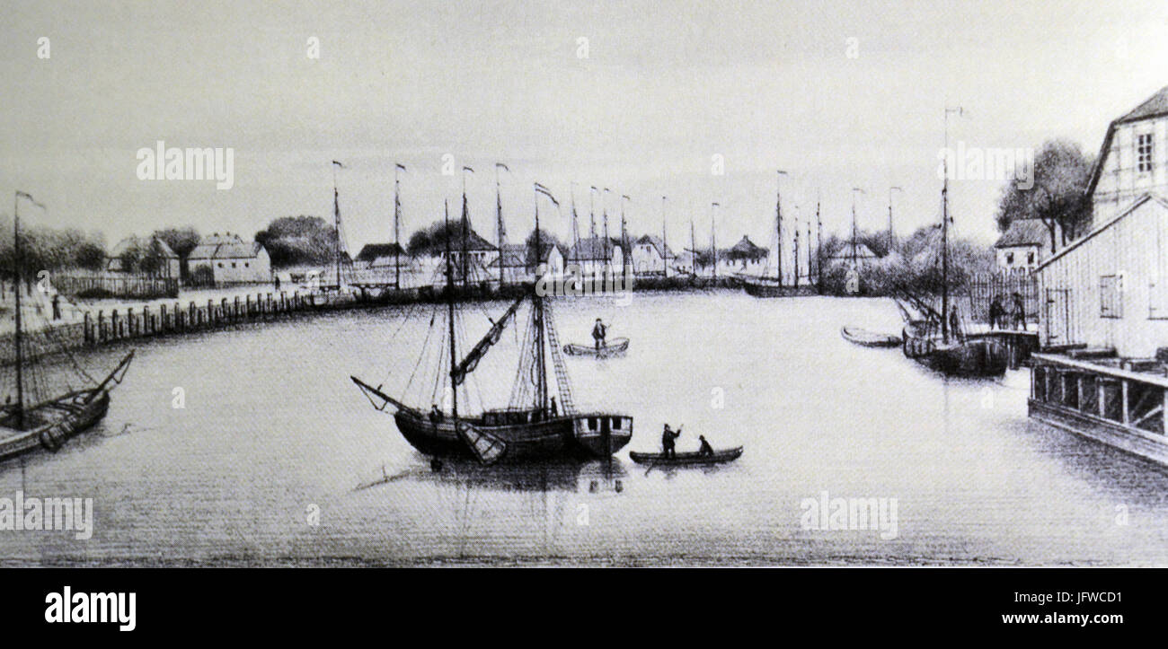 Bremervörde Harbour 1860 Stock Photo