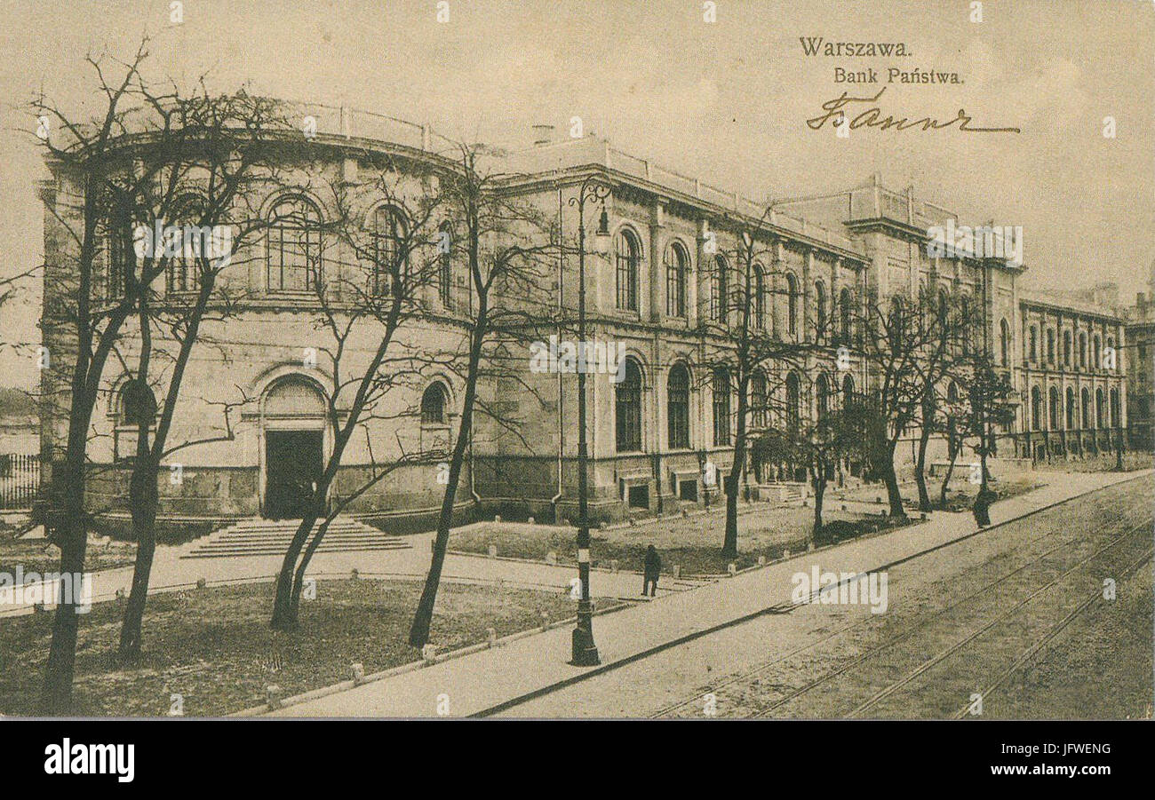 Budynek Banku Państwa ul. Bielańska w Warszawie 1908a Stock Photo