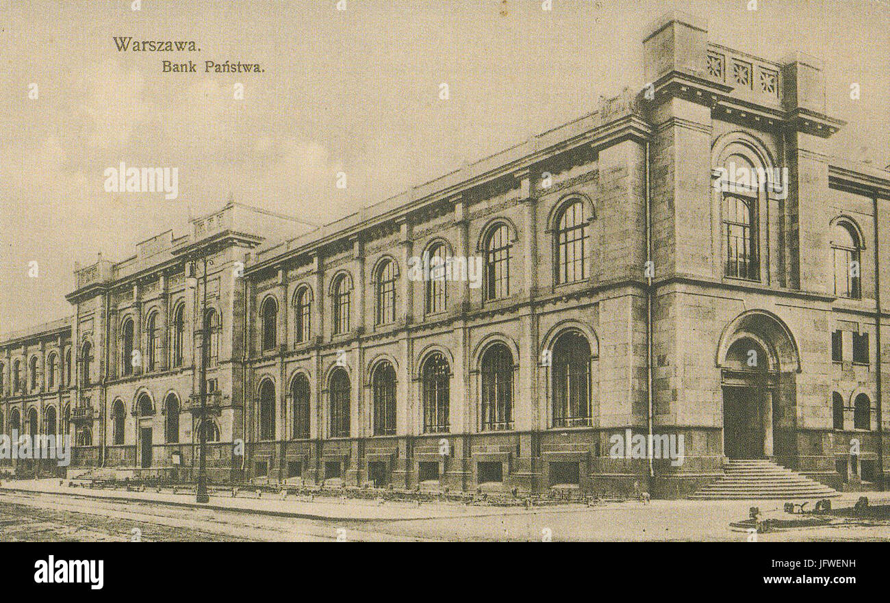 Budynek Banku Państwa w Warszawie ul. Bielańska 1908 Stock Photo