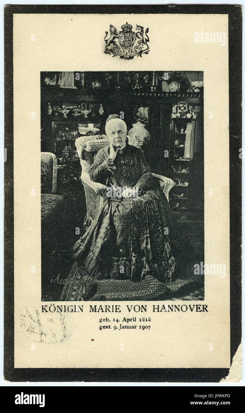 Carl Jagerspacher Gmunden PC 1904 Marie von Sachsen-Altenburg alleine, Bildseite Königin von Hannover, mit Signatur, in Gmunden 1907 mit Trauerrand bedruckt Stock Photo