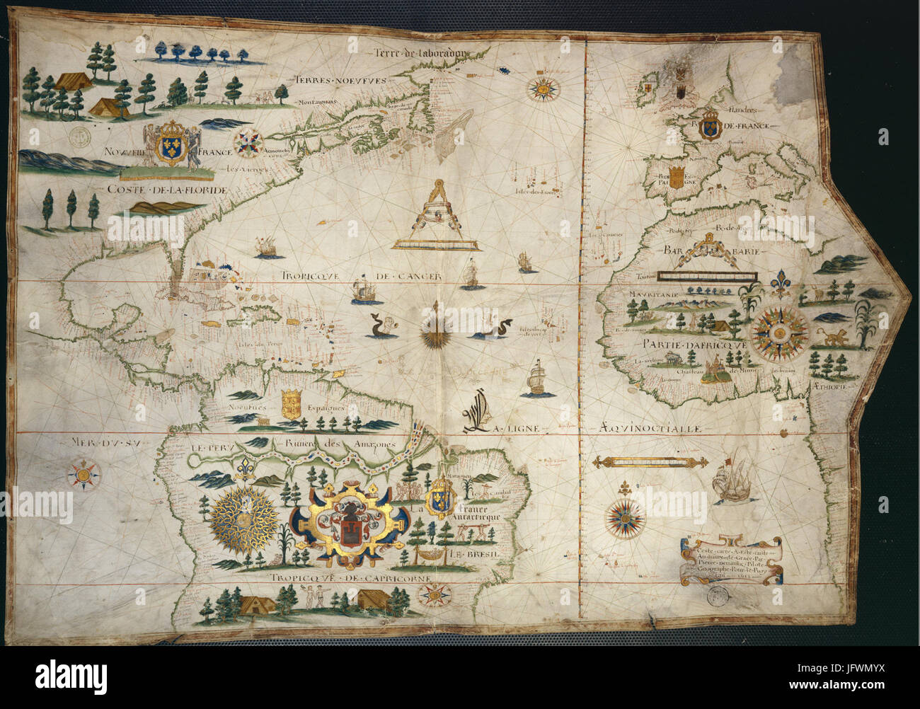 Carte de l'Océan Atlantique (Pierre Devaux, 1613 Stock Photo - Alamy