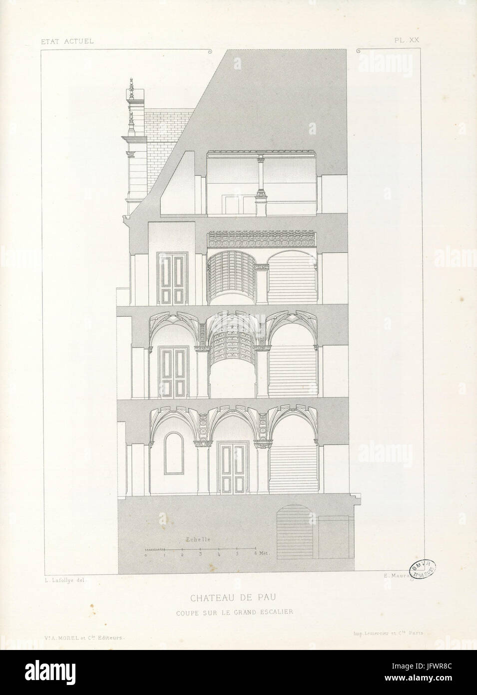 Chateau De Pau Etat Actuel Coupe Sur Le Grand Escalier Fonds Stock Photo Alamy