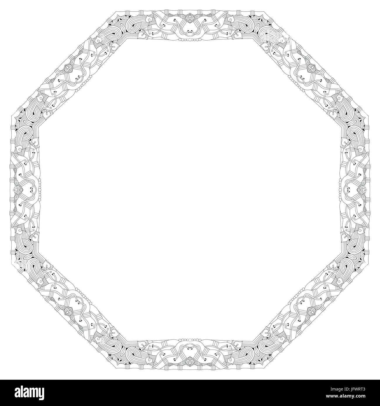 Round frame for coloring. Vector decorative zentangle object Stock