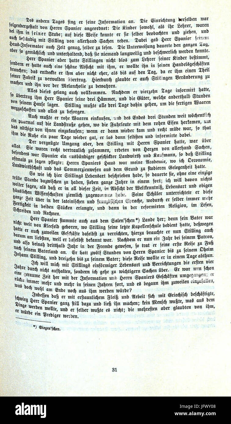 CHRONIK DER FAMILIE FLENDER, Ludwig Voss (Verlag), Düsseldorf 1900, S. 31 (Johann Heinrich Jung, gen. Jung-Stilling, geb. 1740 in Grund im Siegerland, gest. 1817 in Karlsruhe beschreibt Peter Johannes Flender) Stock Photo