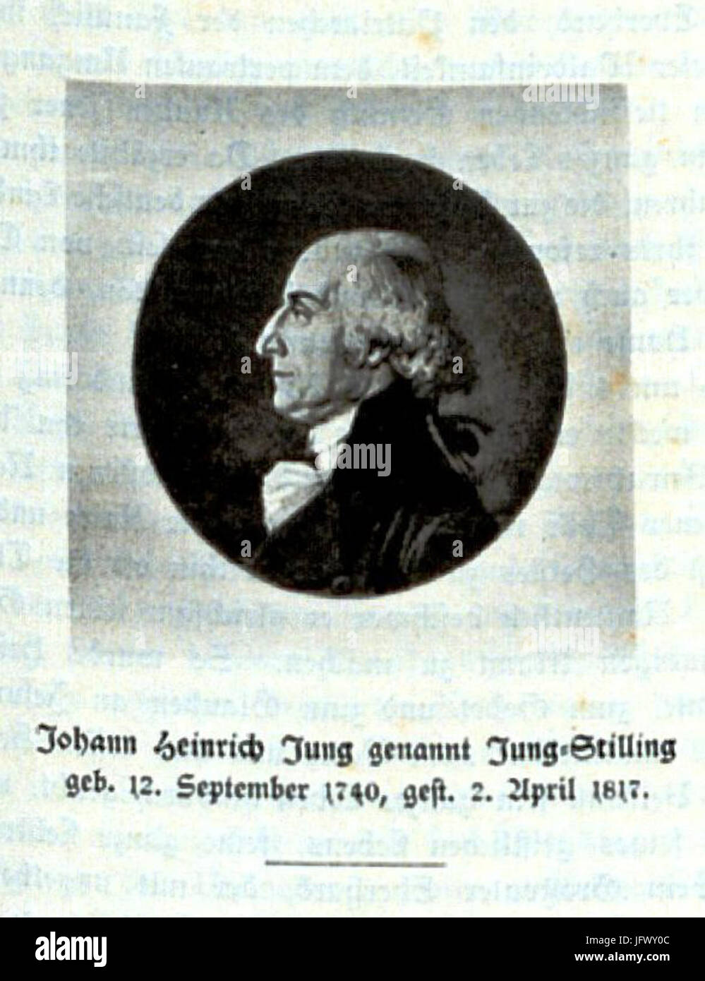 CHRONIK DER FAMILIE FLENDER, Ludwig Voss (Verlag), Düsseldorf 1900, S. 35 (Johann Heinrich Jung genannt Jung-Stilling) Stock Photo