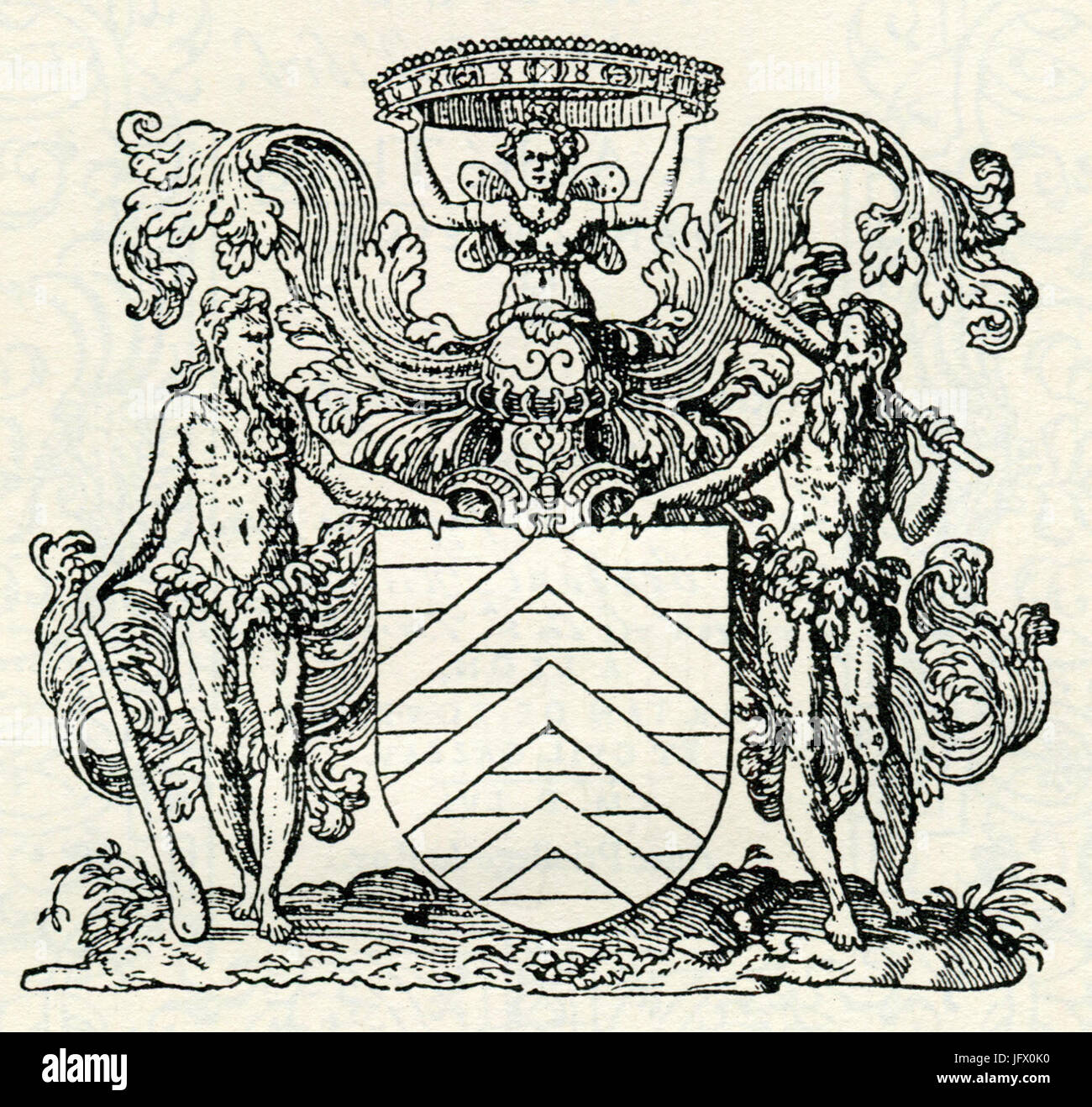 Coat of arms of Count François de La Rochefoucauld - Thevet André - 1556 Stock Photo