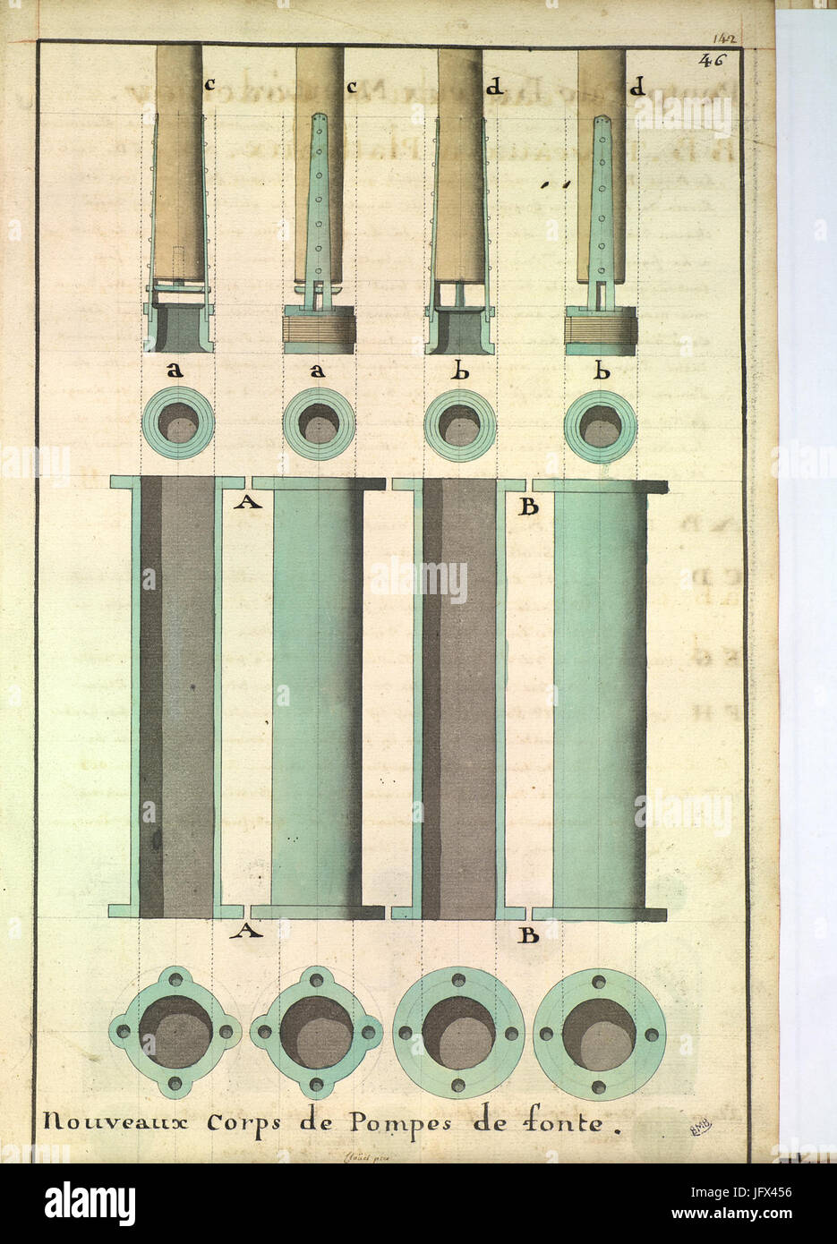 Corps de pompe de cale en fonte fin XVIIIè siècle Stock Photo