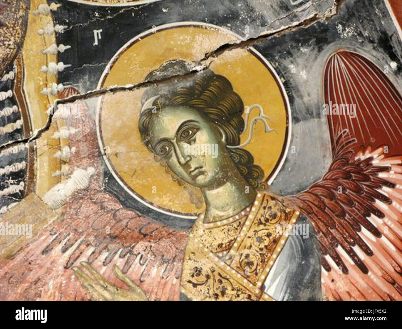 Archangel Michael. Fresco. St Demetrios church Palatitsia Stock Photo ...