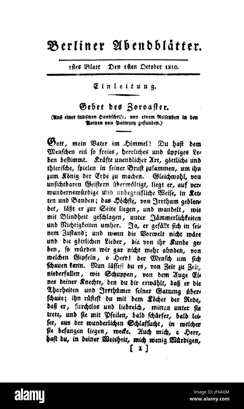 Berliner Abendblätter 1810 001 Stock Photo