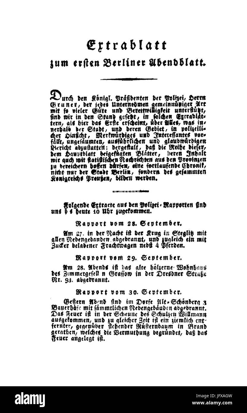 Berliner Abendblätter 1810 005 Stock Photo