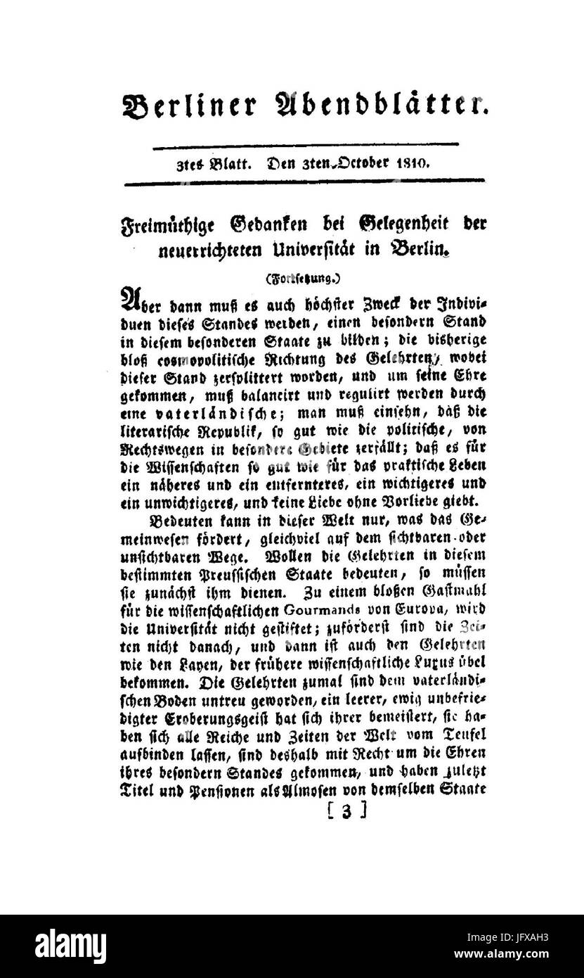 Berliner Abendblätter 1810 011 Stock Photo