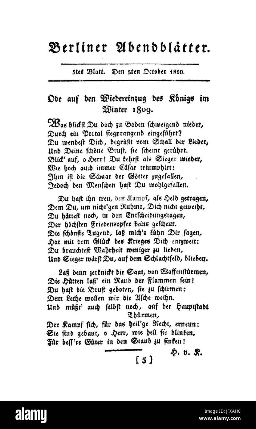Berliner Abendblätter 1810 019 Stock Photo
