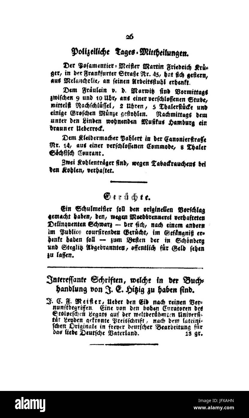 Berliner Abendblätter 1810 026 Stock Photo