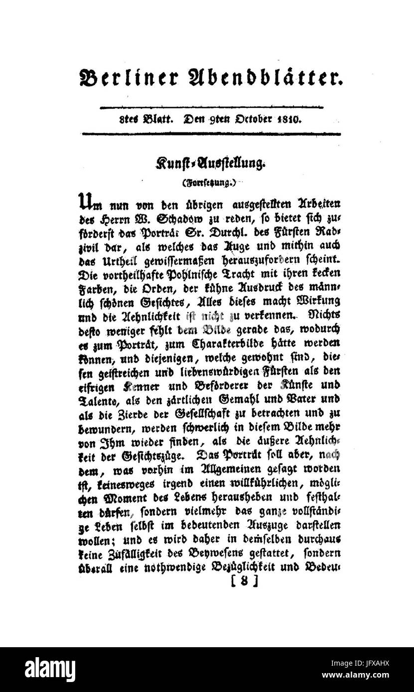 Berliner Abendblätter 1810 031 Stock Photo
